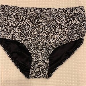 Lands' End Black and White Patterned Bikini Bottoms
